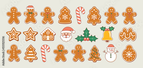 Collection of Cute Christmas Gingerbread Cookies