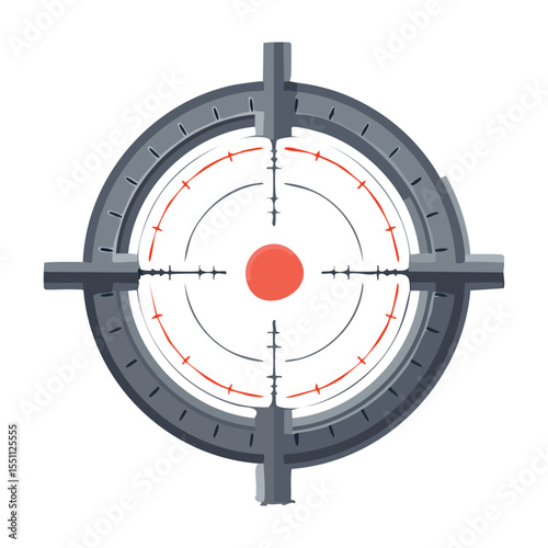 Sleek Target Sight in Flat Vector Format for Gaming or Military Applications

