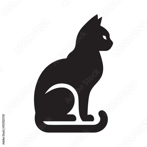 cat sitting vector silhouette clip art logo design illustration. cat set collections.