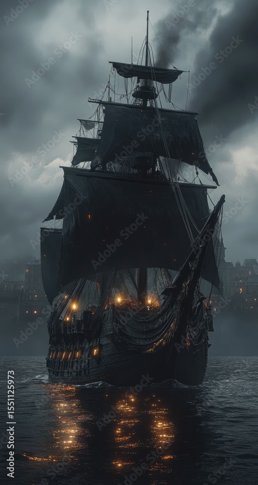 custom made wallpaper toronto digitalDark, majestic ship sails on stormy sea