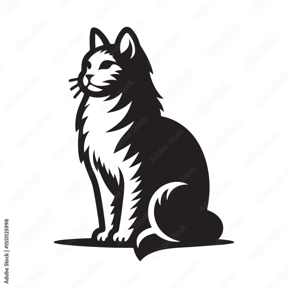 Obraz premium cat sitting vector silhouette clip art logo design illustration. cat set collections.