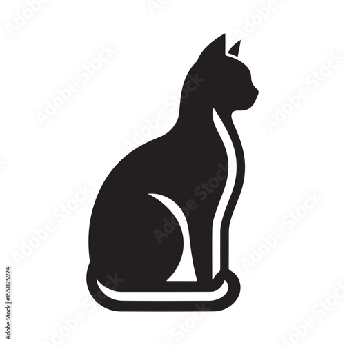 cat sitting vector silhouette clip art logo design illustration. cat set collections.