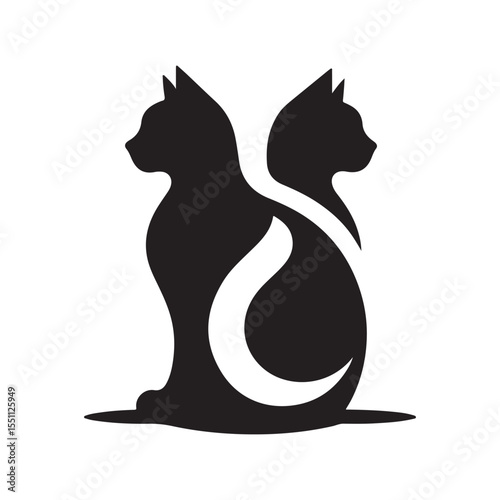 cat sitting vector silhouette clip art logo design illustration. cat set collections.
