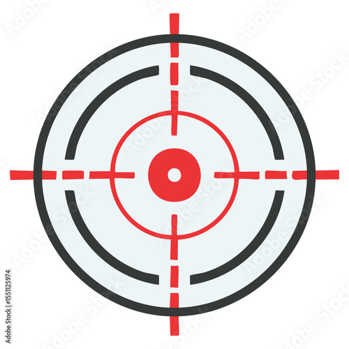 Flat Vector Crosshair Icon for Targeting and Combat Interface Design

