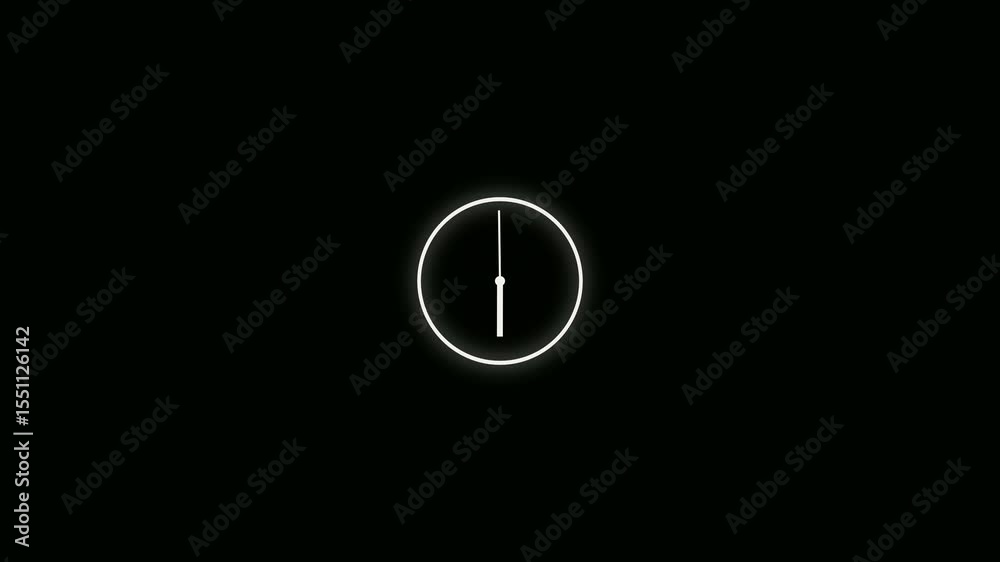 Clock icon animation with moving arrows and 24 hours day fast speed on black background. analog clock network animation. Wall clock video footage 12 hour Clock icon animation with moving arrows and 24 hours day fast speed on black background. analog clock network animation. Wall clock video footage 12 hour
