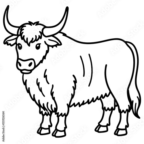 Abstract Yak Line Drawing Vector