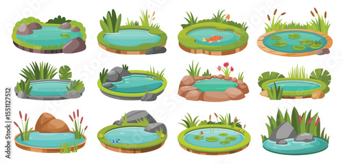 Various Pond Designs with Landscaping