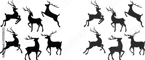 deer silhouettes vector, silhouettes of deer