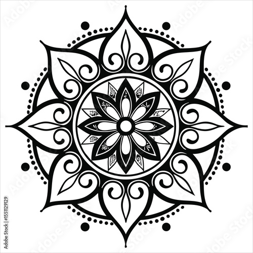 Black and white mandala vector. mandala 