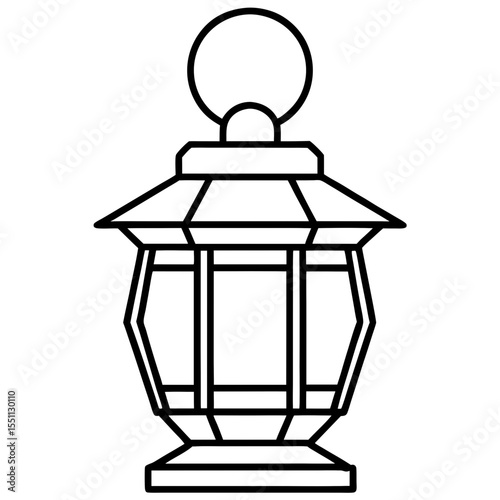 Minimal Red Lantern Line Art