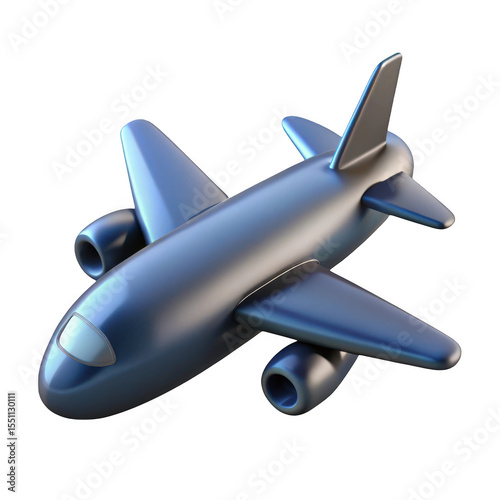 3d realistic airplane model isolated on transparent background