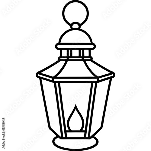 Minimal Red Lantern Line Art