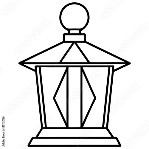 Minimal Red Lantern Line Art