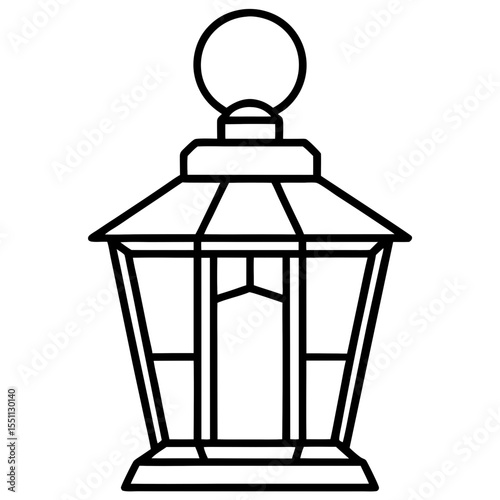 Minimal Red Lantern Line Art