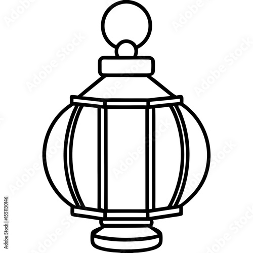 Minimal Red Lantern Line Art