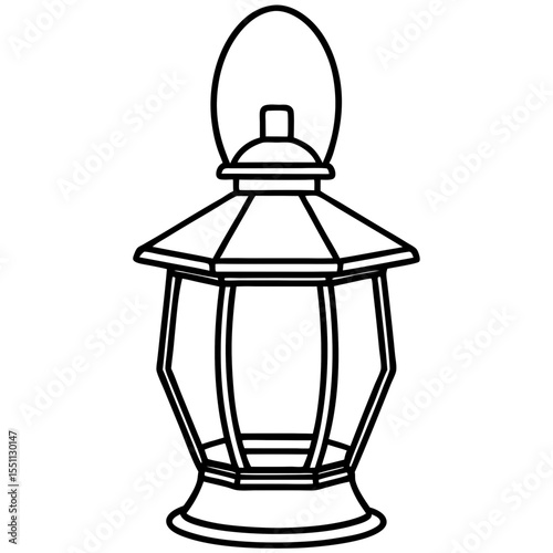 Minimal Red Lantern Line Art