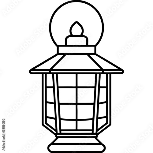 Minimal Red Lantern Line Art