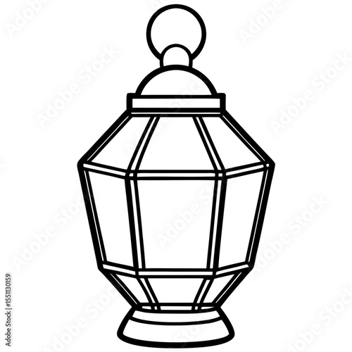 Minimal Red Lantern Line Art