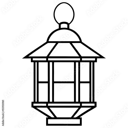 Minimal Red Lantern Line Art
