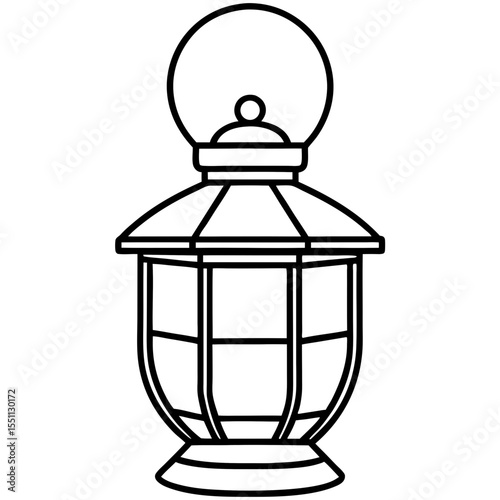 Minimal Red Lantern Line Art