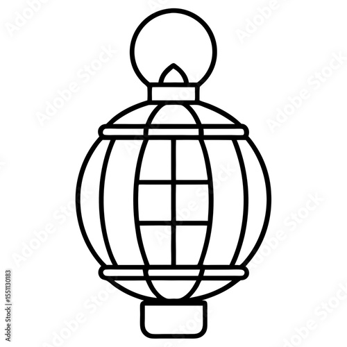 Minimal Red Lantern Line Art