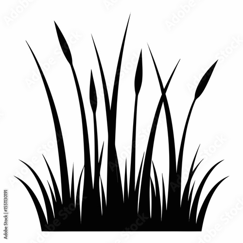 Silhouette of scattered tall grass
