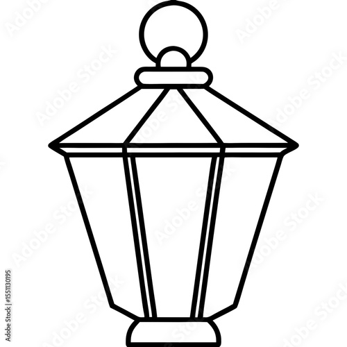 Minimal Red Lantern Line Art