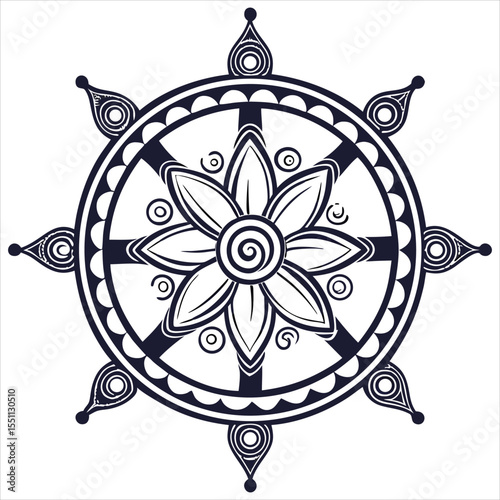 Black and white mandala vector isolated on white. Vector hand drawn circular decorative element.