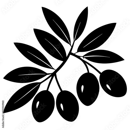 black olives with leaves vector silhouette 