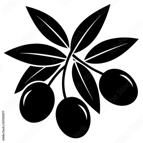 black olives with leaves vector silhouette 
