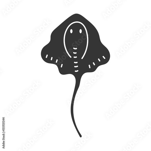 Stingray Doodle Clipart. Sea life animal. Underwater creature vector illustration in hand drawn minimal style.