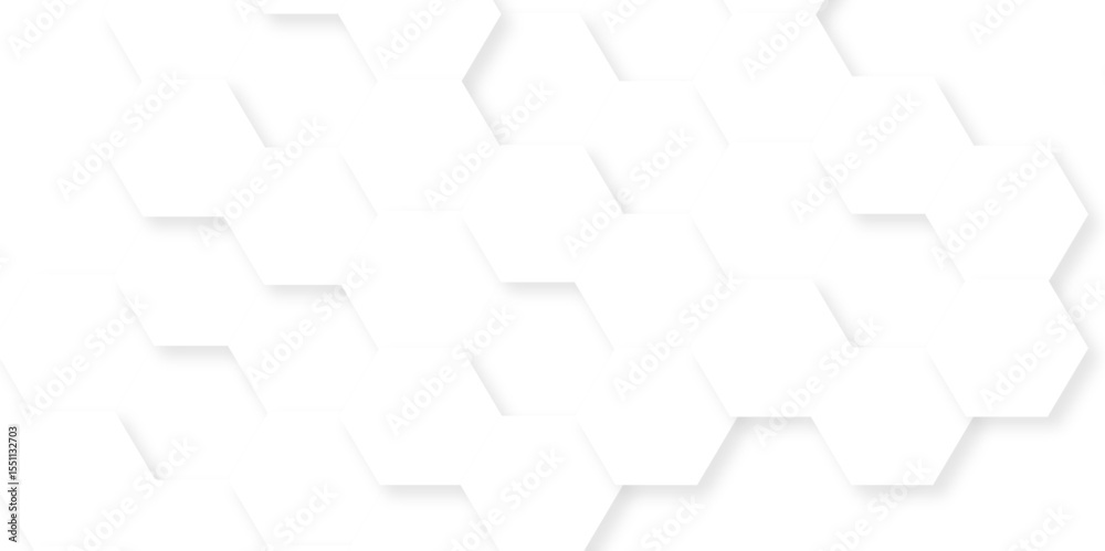 Obraz premium Minimal white hexagonal hexagon modern technology creative emboss light honeycomb polygonal web. abstract geometric science and mosaic tile with template texture background. 