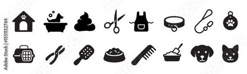 pet grooming icon set