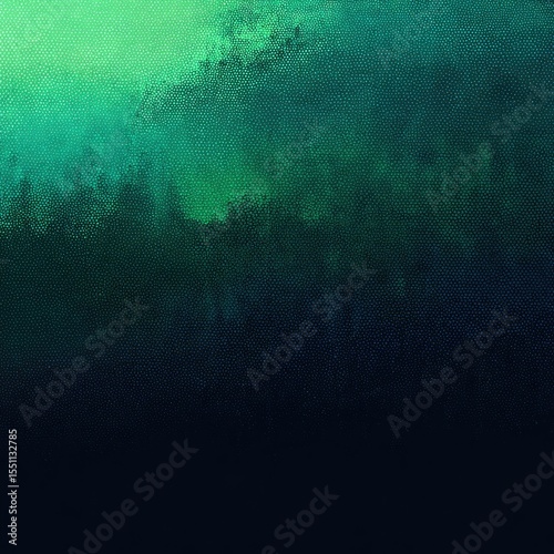 An abstract watercolor painting in shades of deep teal, green, and black, transitioning from light to dark