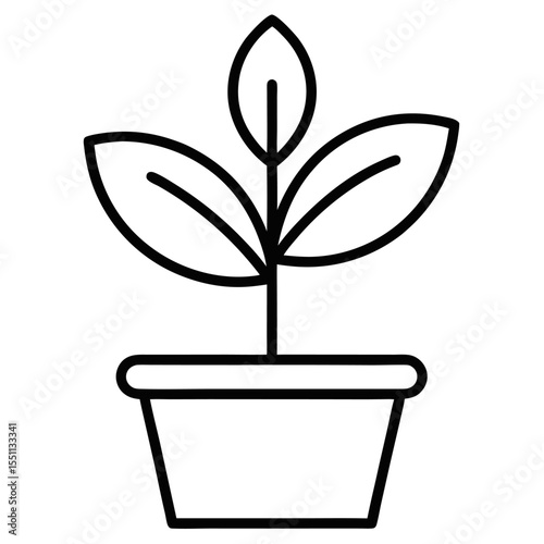 Plant seedling outline icon on white background