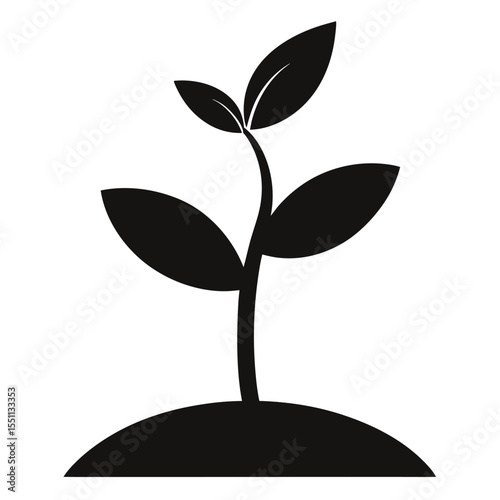 Plant seedling silhouette icon on white background