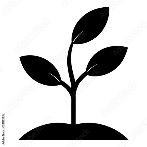 Plant seedling silhouette icon on white background