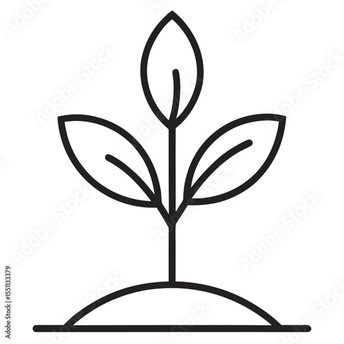 Plant seedling outline icon on white background