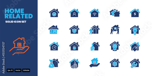 home colored icon set vector design good for web and mobile app
