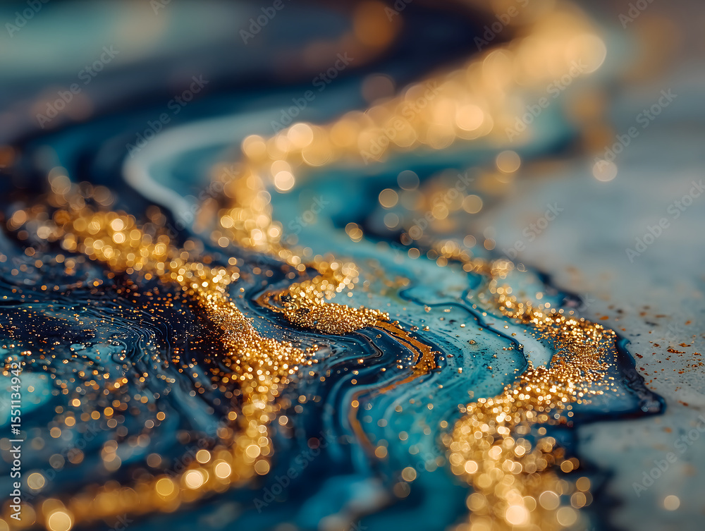 Abstract Blue Gold Marble Texture Abstract Blue Gold Marble Texture