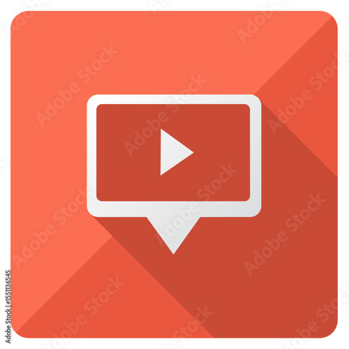 Video Play Button Speech Bubble Icon Vector Illustration