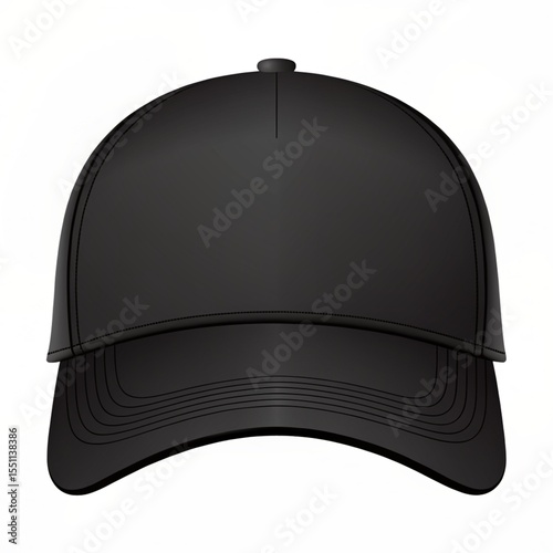 Black baseball cap mockup template for design presentation and branding with blank front view isolated