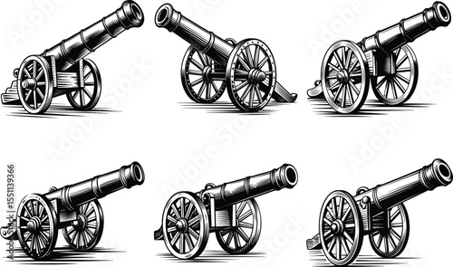 old cannon isolated on white