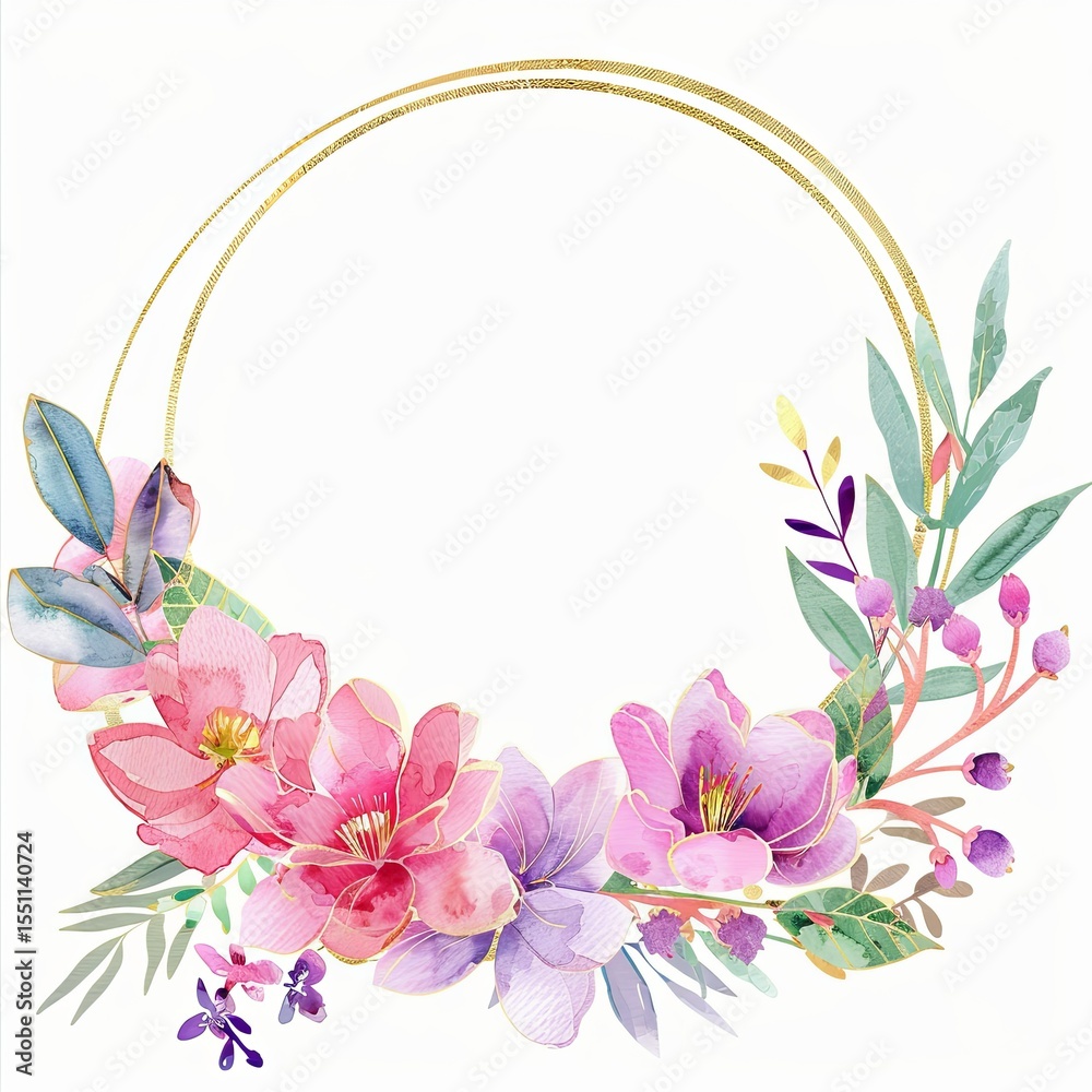 Fototapeta premium pink flowers wreath