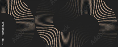 Abstract dark background with geometric gradient line. Modern circle lines pattern. Luxury simple design concept. Suit for poster, advertising, cover, banner, brochure, flyer. Vector Eps10