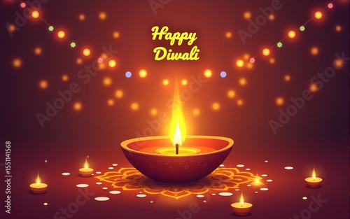 Happy Diwali wishes greeting card design. High quality