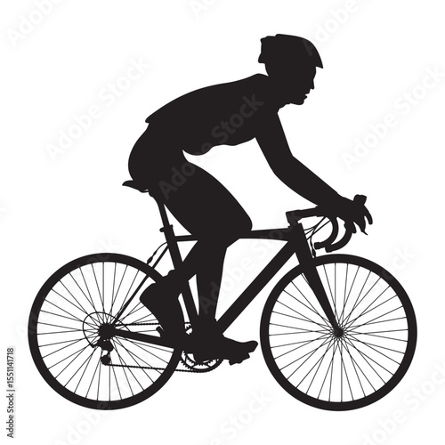 cyclist black silhouette vector, Simple silhouette Design vector icon with white background