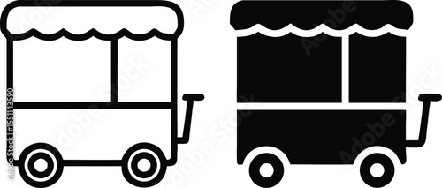 Minimalist Black Silhouette Food Cart Icon Vector Illustration