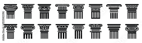 ancient pillars greek stylized floral decorative columns museum historical exhibition recent vector