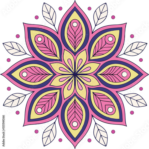 Minimal Flat Vector Style Mandala Made of Geometric Shapes